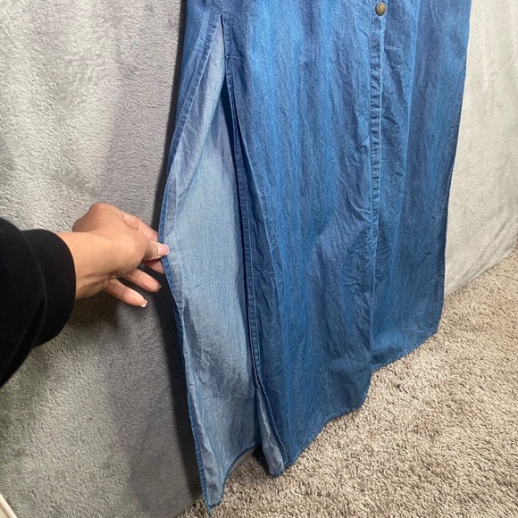 Michael Kors Chambray Denim Shirt Dress Maxi Button Front Large Long Sleeve - Picture 4 of 9